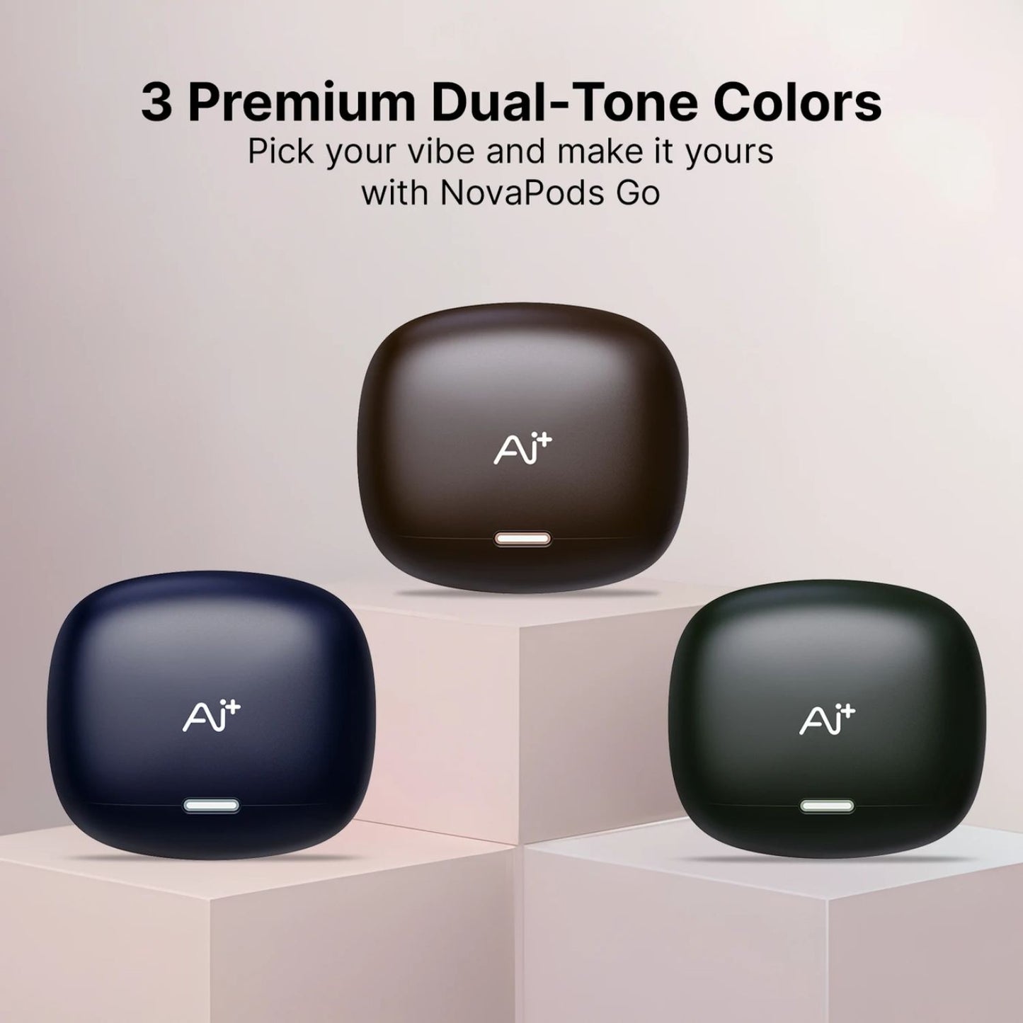 Ai+ NovaPods Air 4 Mic ENC, 50ms Ultra Low Latency, 22Hours Playtime, IPX4 Bluetooth Headset (Moss Green, True Wireless)