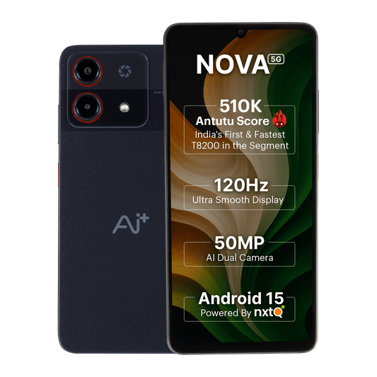AI+ Nova 5G (Black) Front side and back side 

