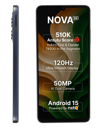 AI+ Nova 5G (Black) Front side and left side