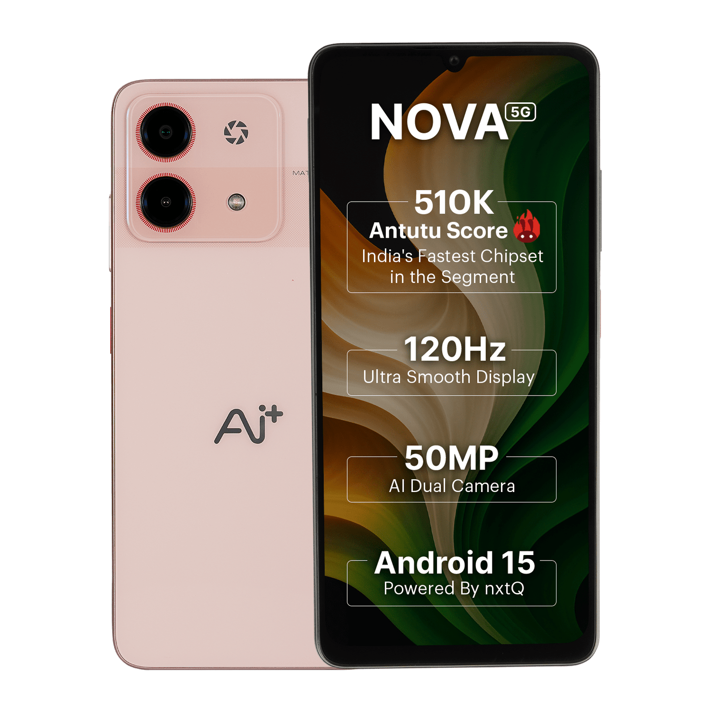 AI+ Nova 5G (Pink) Front side and back side