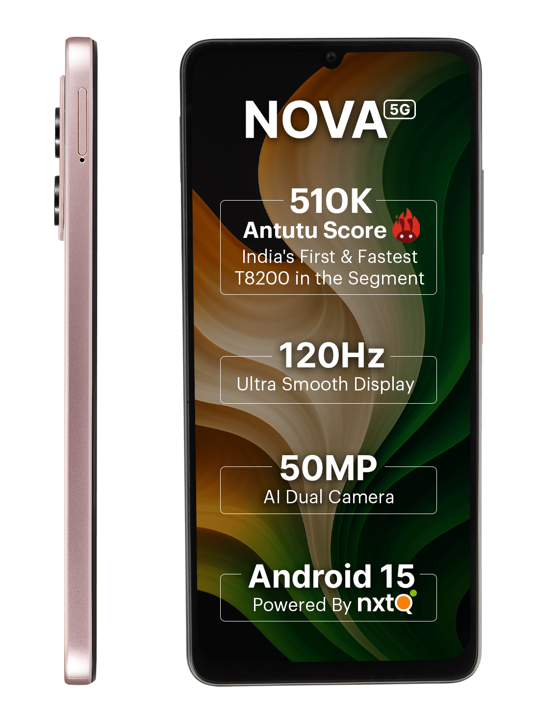 AI+ Nova 5G (Pink) Front side and left side