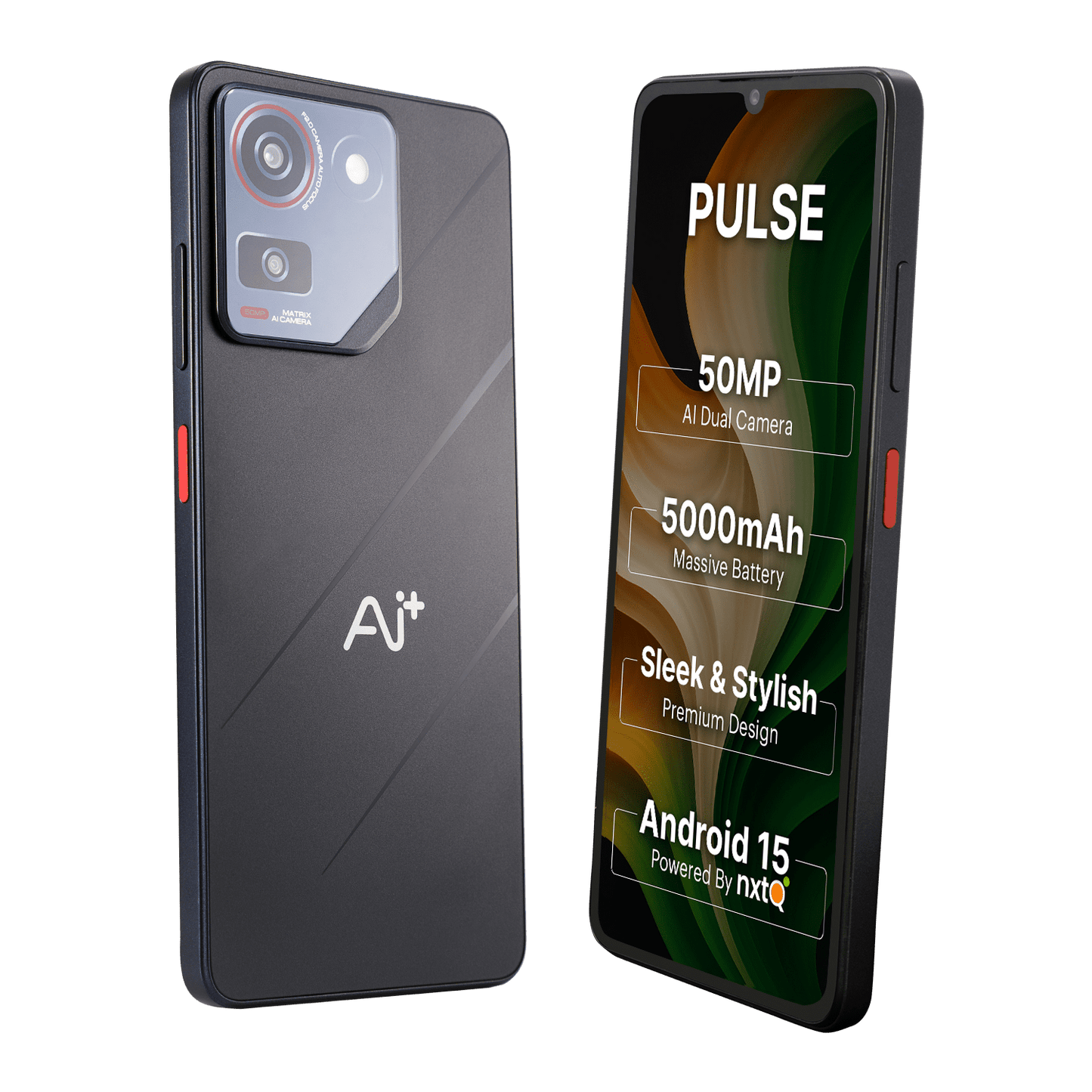 AI+ Pulse (Black) Back side and right side - front side and right side 
