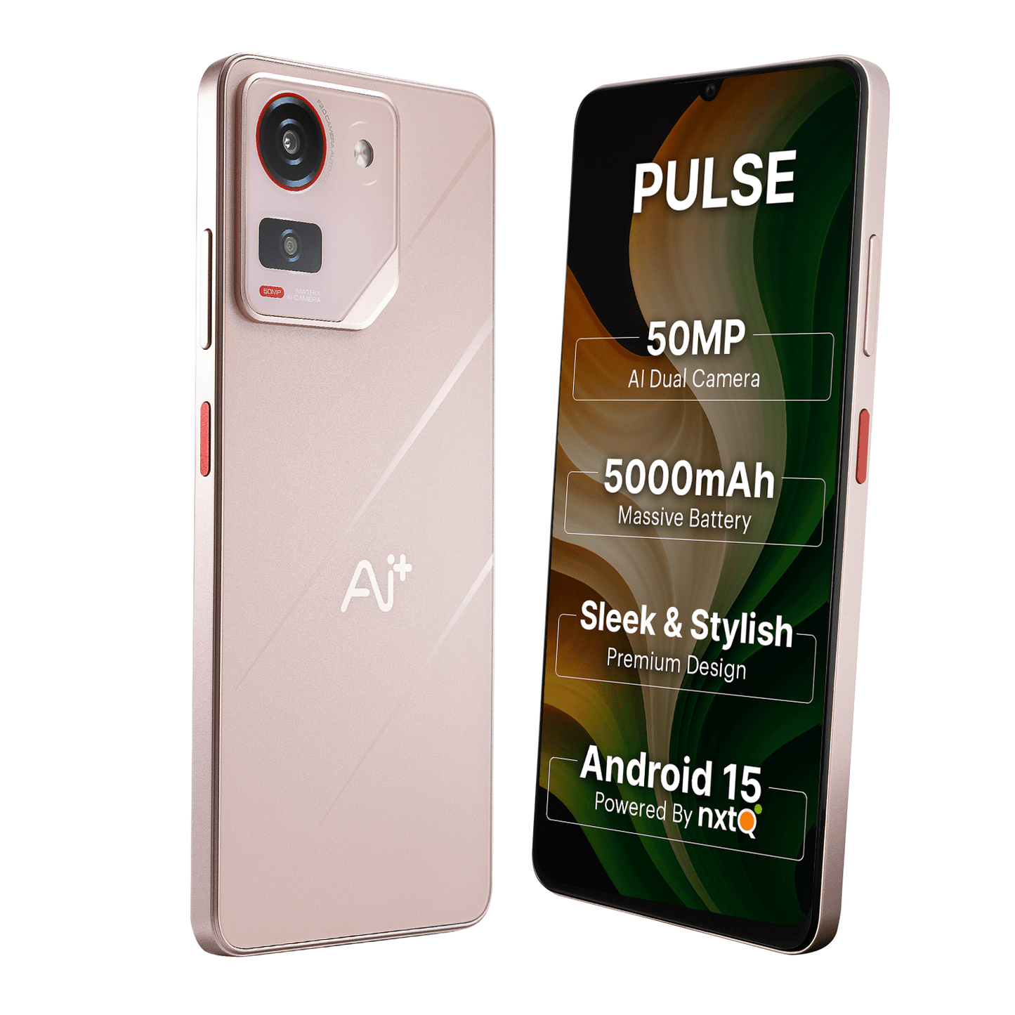 AI+ Pulse (Pink) Back side and Right  side - front side and right side 
