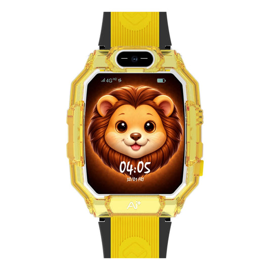 Ai+ NovaWatch Kids 4G with Live GPS, Video Call, SOS & Geo-Fencing Smartwatch (Sunny Yellow Strap, Free Size)