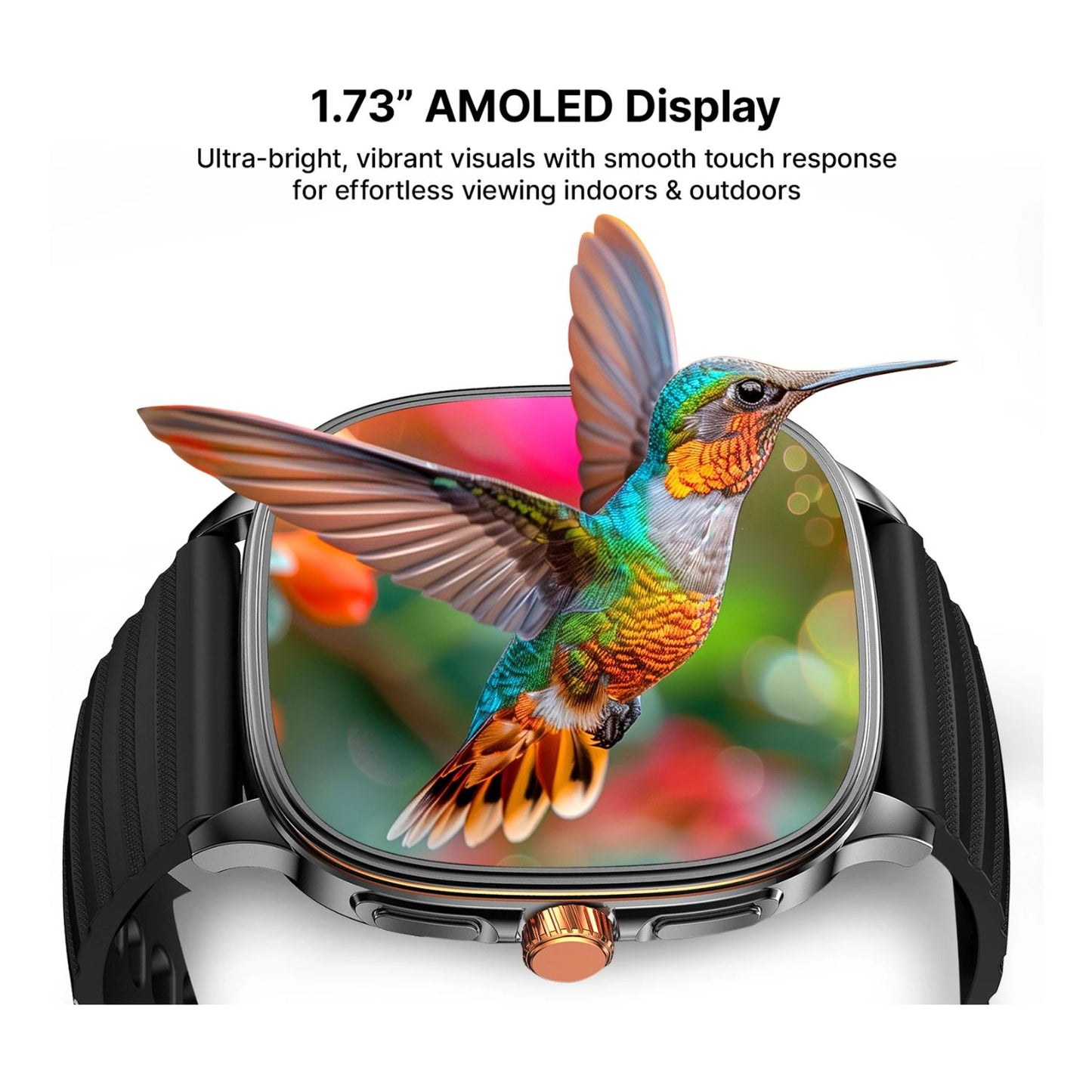 Ai+ NovaWatch Active 9mm Slim, 1.73" AMOLED Display, BT Calling, IP68 Smartwatch (Classic Black Strap, Free Size)