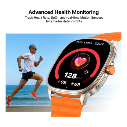Ai+ NovaWatch Active 9mm Slim, 1.73" AMOLED Display, BT Calling, IP68 Smartwatch (Bright Orange Strap, Free Size)