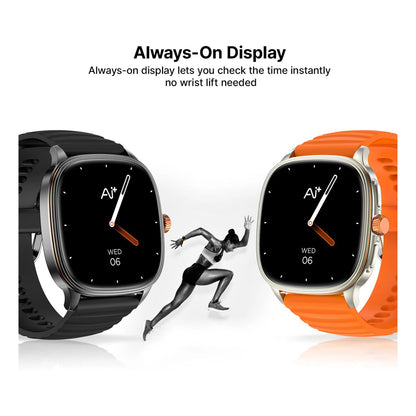 Ai+ NovaWatch Active 9mm Slim, 1.73" AMOLED Display, BT Calling, IP68 Smartwatch (Bright Orange Strap, Free Size)