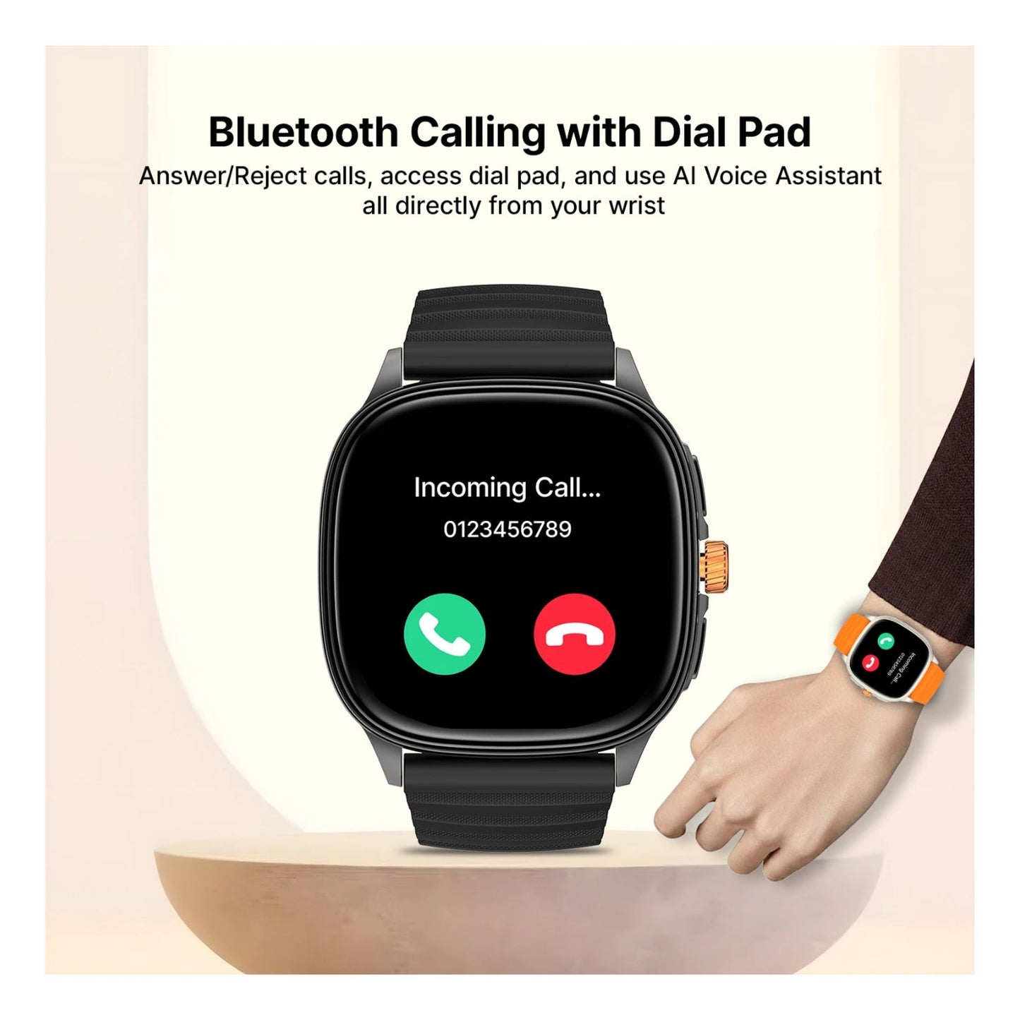 Ai+ NovaWatch Active 9mm Slim, 1.73" AMOLED Display, BT Calling, IP68 Smartwatch (Classic Black Strap, Free Size)