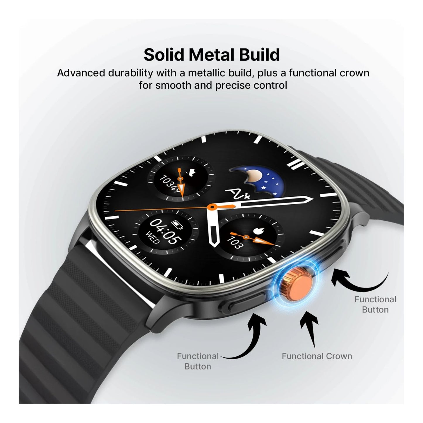 Ai+ NovaWatch Active 9mm Slim, 1.73" AMOLED Display, BT Calling, IP68 Smartwatch (Classic Black Strap, Free Size)