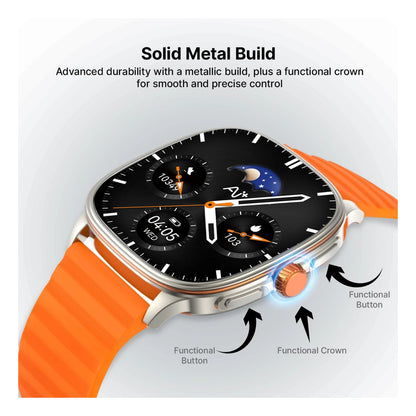 Ai+ NovaWatch Active 9mm Slim, 1.73" AMOLED Display, BT Calling, IP68 Smartwatch (Bright Orange Strap, Free Size)