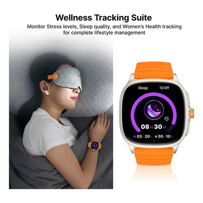 Ai+ NovaWatch Active 9mm Slim, 1.73" AMOLED Display, BT Calling, IP68 Smartwatch (Bright Orange Strap, Free Size)