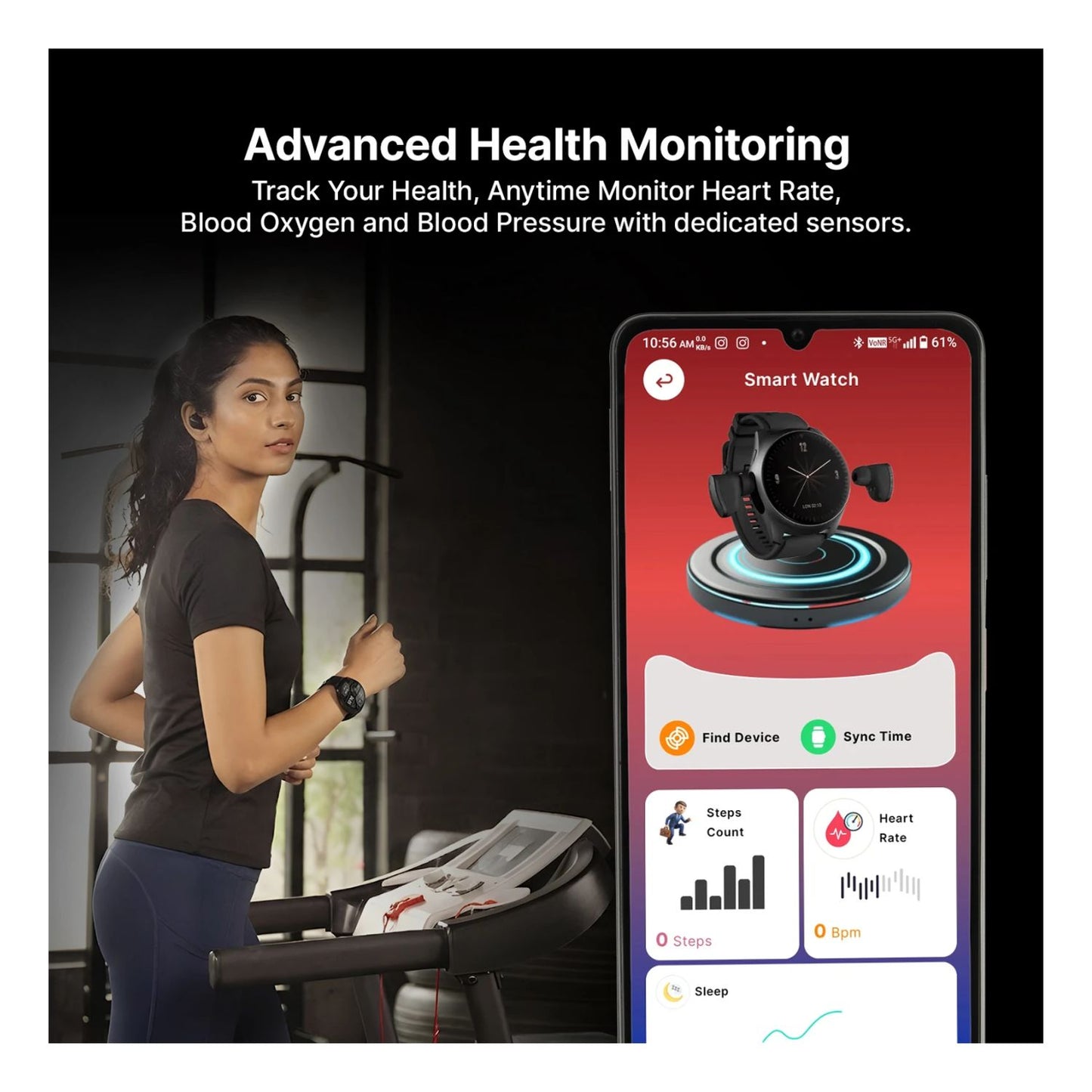 Ai+ Wearbuds with Built-in TWS, ENC & Sports Modes, Health Suite Smartwatch (Midnight Black Strap, Free Size)