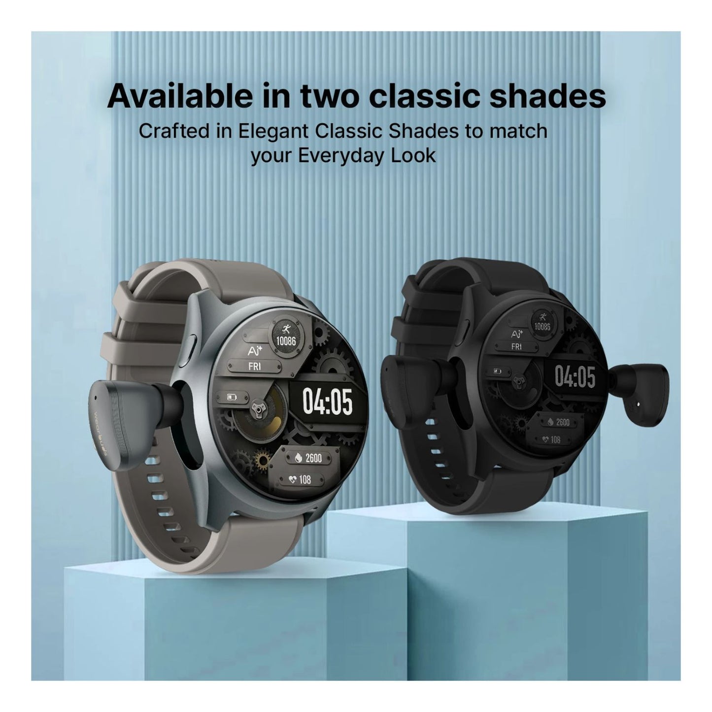 Ai+ Wearbuds with Built-in TWS, ENC & Sports Modes, Health Suite Smartwatch (Midnight Black Strap, Free Size)