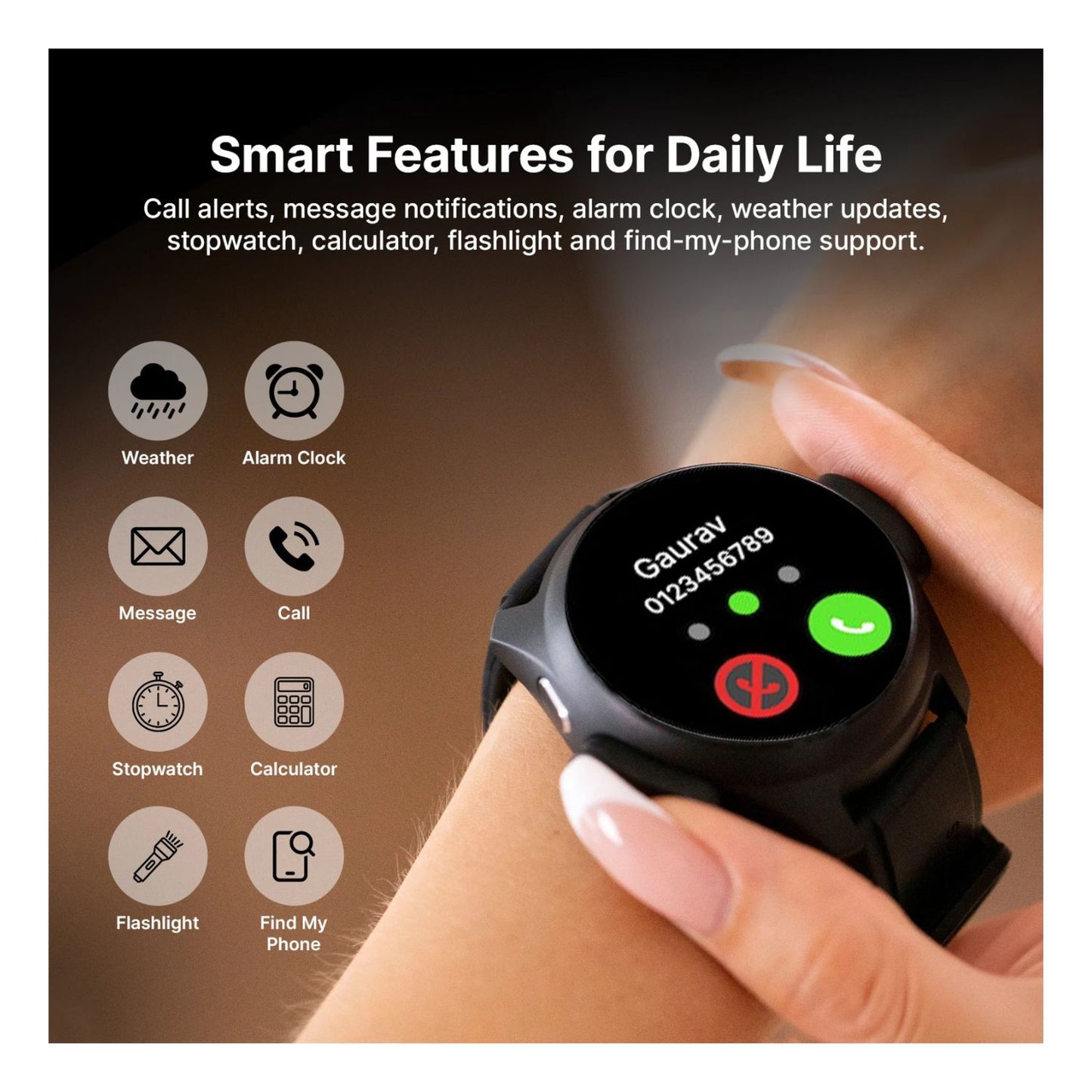 Ai+ Wearbuds with Built-in TWS, ENC & Sports Modes, Health Suite Smartwatch (Midnight Black Strap, Free Size)