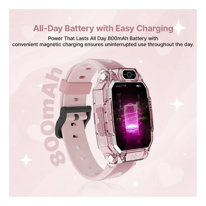 Ai+ NovaWatch Kids 4G with Live GPS, Video Call, SOS & Geo-Fencing Smartwatch (Magic Pink Strap, Free Size)