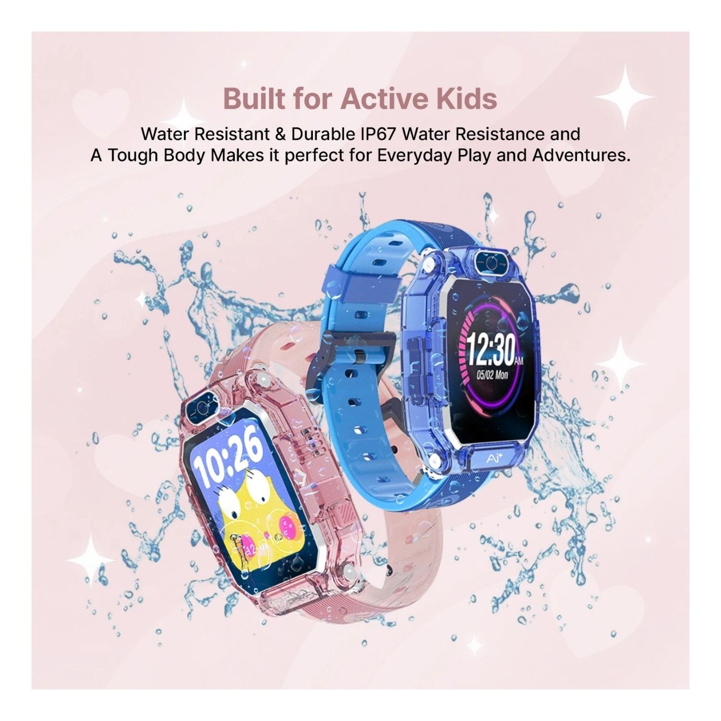 Ai+ NovaWatch Kids 4G with Live GPS, Video Call, SOS & Geo-Fencing Smartwatch (Magic Pink Strap, Free Size)
