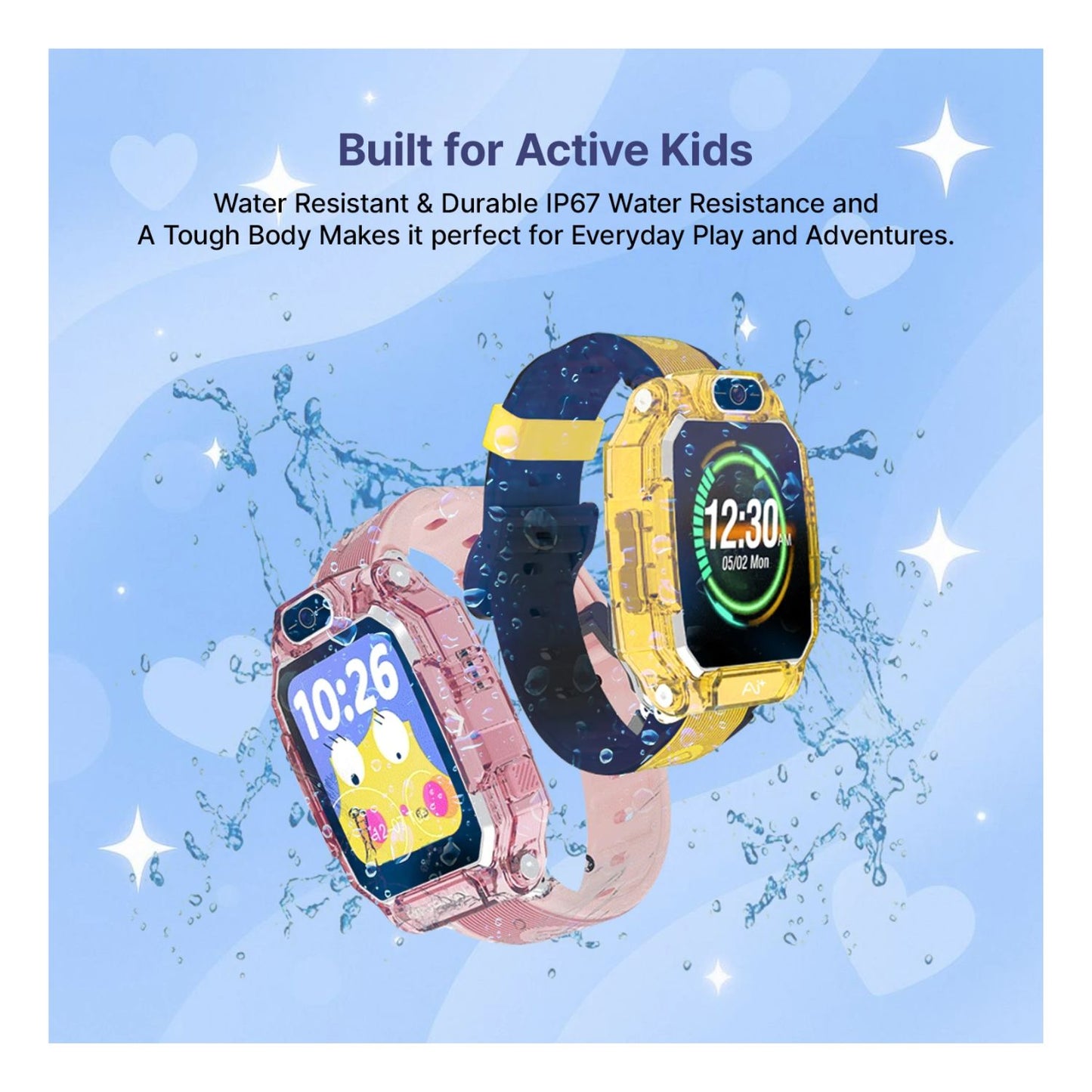Ai+ NovaWatch Kids 4G with Live GPS, Video Call, SOS & Geo-Fencing Smartwatch (Sunny Yellow Strap, Free Size)