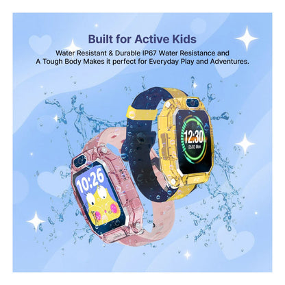 Ai+ NovaWatch Kids 4G with Live GPS, Video Call, SOS & Geo-Fencing Smartwatch (Sunny Yellow Strap, Free Size)