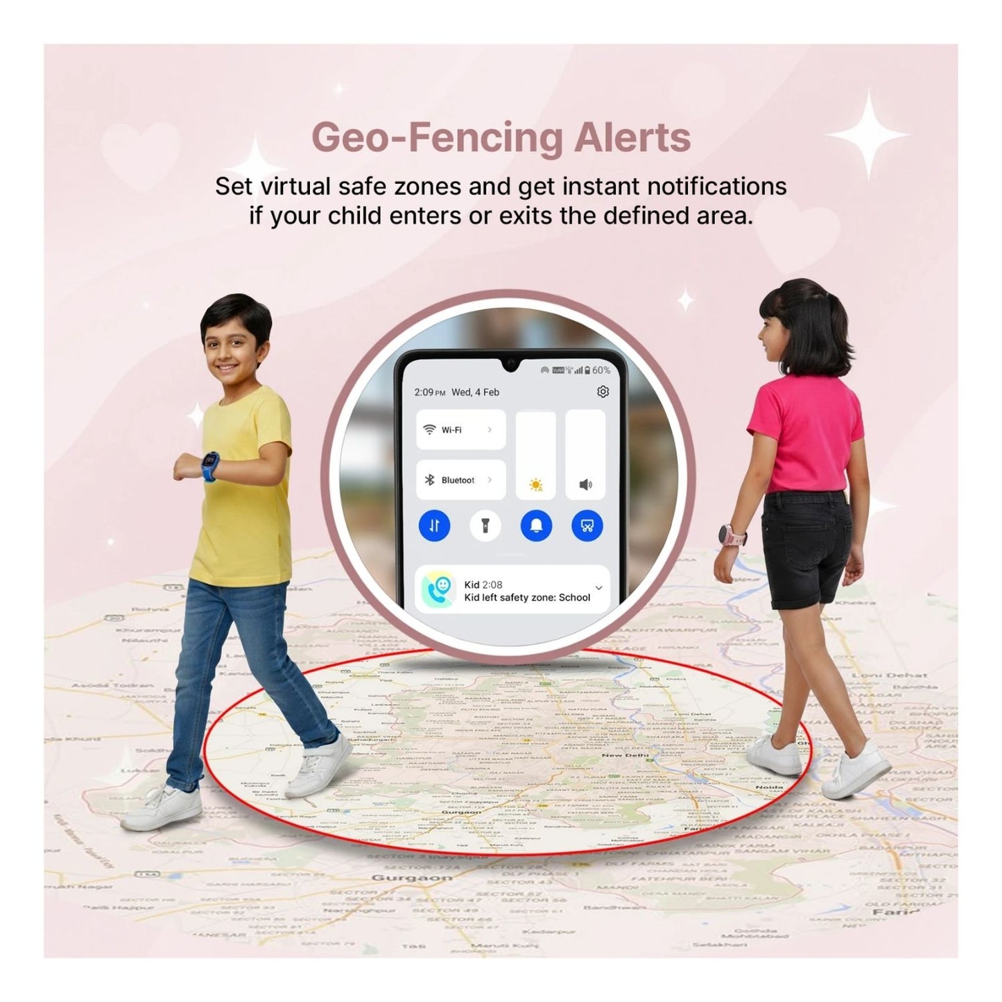 Ai+ NovaWatch Kids 4G with Live GPS, Video Call, SOS & Geo-Fencing Smartwatch (Magic Pink Strap, Free Size)