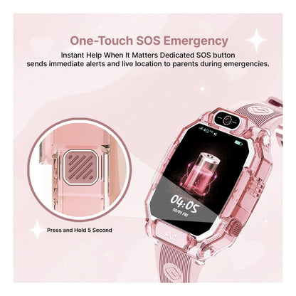 Ai+ NovaWatch Kids 4G with Live GPS, Video Call, SOS & Geo-Fencing Smartwatch (Magic Pink Strap, Free Size)