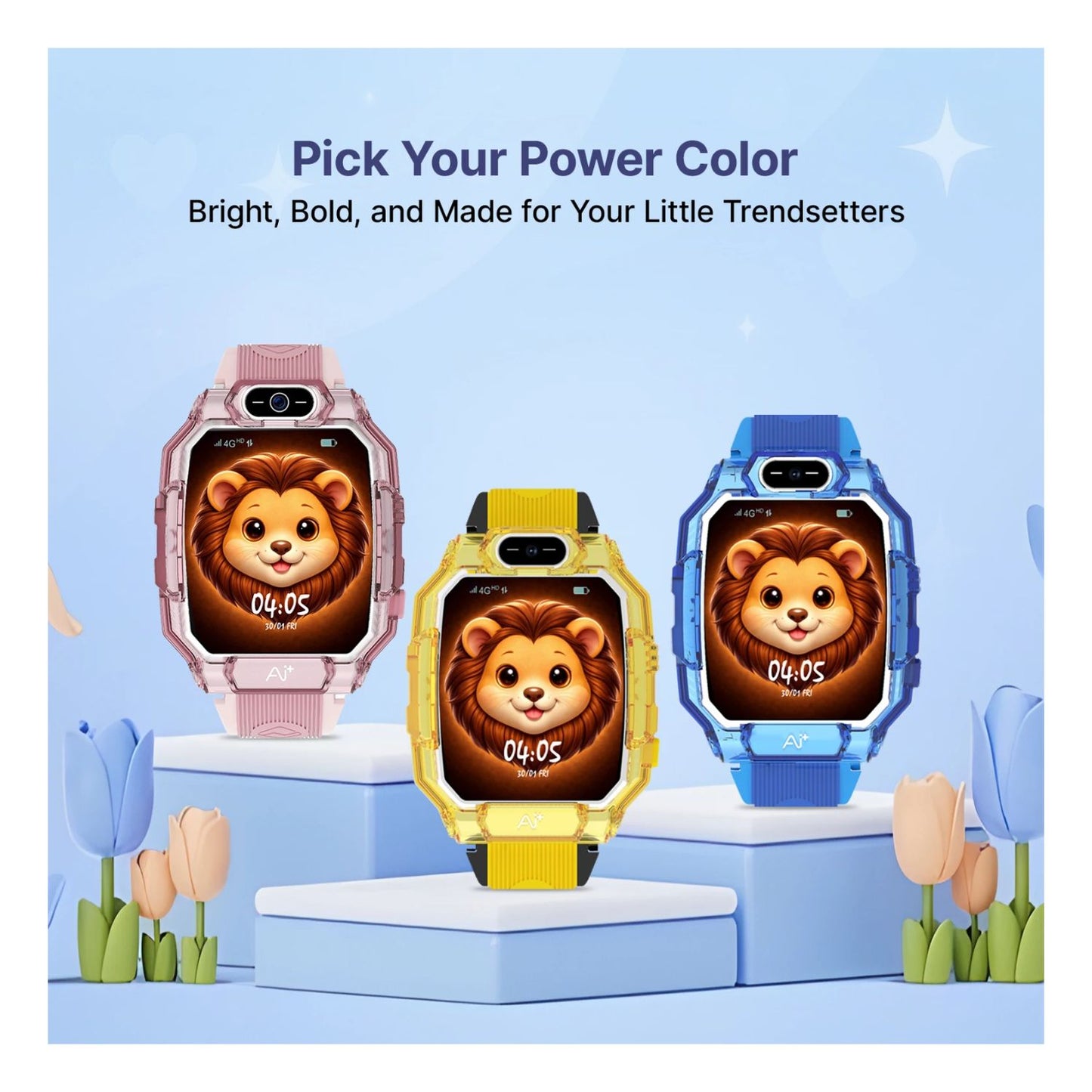 Ai+ NovaWatch Kids 4G with Live GPS, Video Call, SOS & Geo-Fencing Smartwatch (Thunder Blue Strap, Free Size)