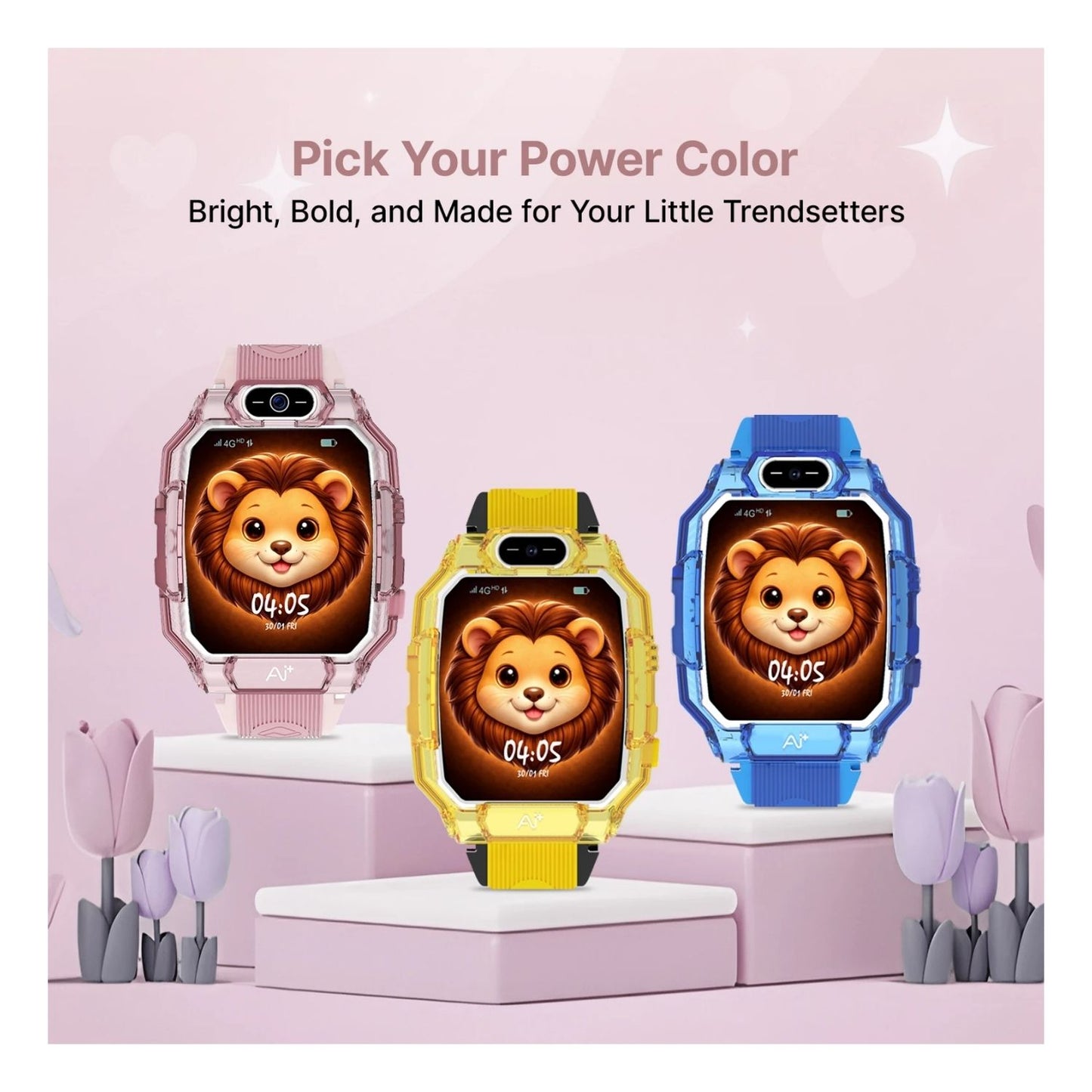 Ai+ NovaWatch Kids 4G with Live GPS, Video Call, SOS & Geo-Fencing Smartwatch (Magic Pink Strap, Free Size)