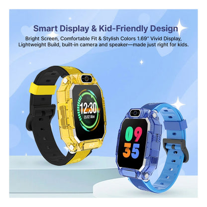 Ai+ NovaWatch Kids 4G with Live GPS, Video Call, SOS & Geo-Fencing Smartwatch (Sunny Yellow Strap, Free Size)