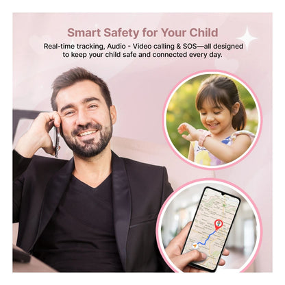 Ai+ NovaWatch Kids 4G with Live GPS, Video Call, SOS & Geo-Fencing Smartwatch (Magic Pink Strap, Free Size)
