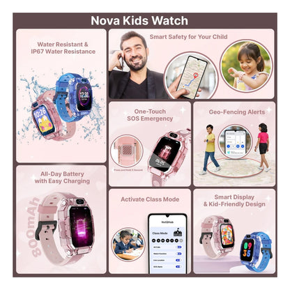 Ai+ NovaWatch Kids 4G with Live GPS, Video Call, SOS & Geo-Fencing Smartwatch (Magic Pink Strap, Free Size)