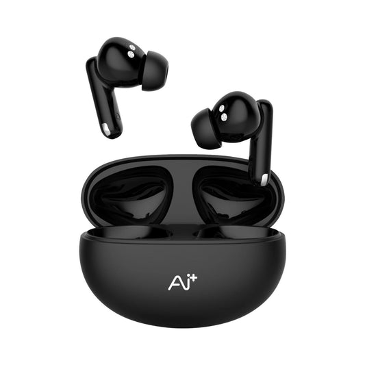 Ai+ NovaPod Beats with Heart Rate Sensor, 35db ANC, 50ms Ultra Low Latency Bluetooth Headset (Black Chrome, True Wireless)