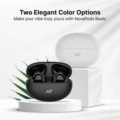 Ai+ NovaPod Beats with Heart Rate Sensor, 35db ANC, 50ms Ultra Low Latency Bluetooth Headset (Black Chrome, True Wireless)