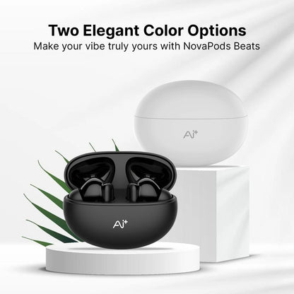 Ai+ NovaPod Beats with Heart Rate Sensor, 35db ANC, 50ms Ultra Low Latency Bluetooth Headset (Pearl White, True Wireless)