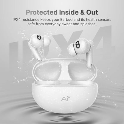 Ai+ NovaPod Beats with Heart Rate Sensor, 35db ANC, 50ms Ultra Low Latency Bluetooth Headset (Pearl White, True Wireless)