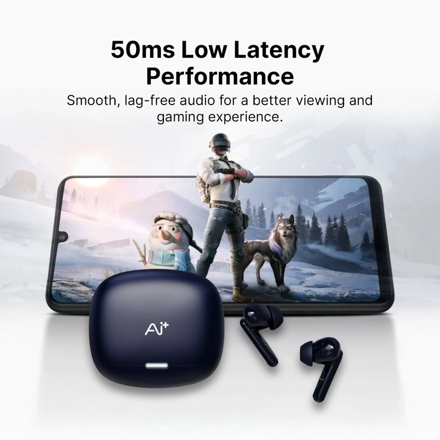Ai+ NovaPods Air 4 Mic ENC, 50ms Ultra Low Latency, 22Hours Playtime, IPX4 Bluetooth Headset (Aaqua Blue, True Wireless)