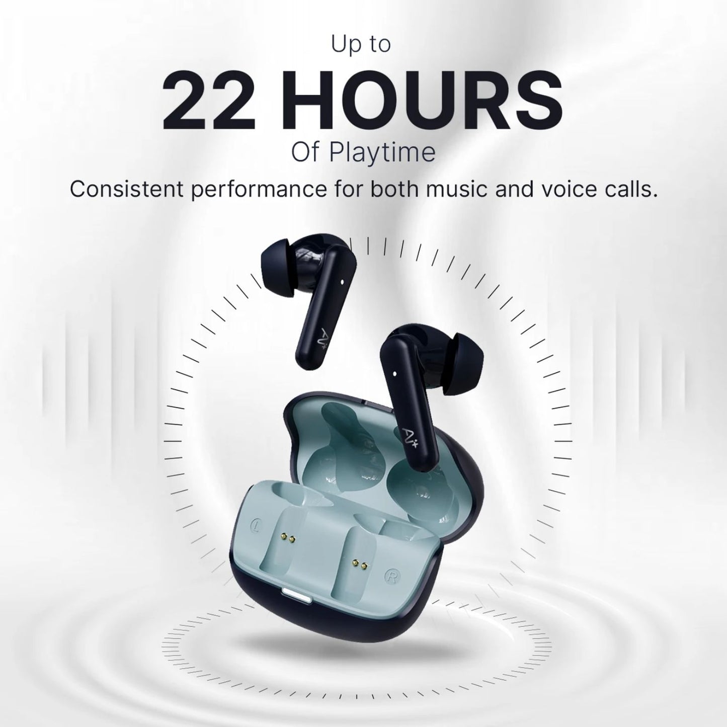 Ai+ NovaPods Air 4 Mic ENC, 50ms Ultra Low Latency, 22Hours Playtime, IPX4 Bluetooth Headset (Aaqua Blue, True Wireless)