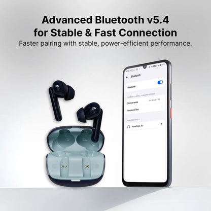 Ai+ NovaPods Air 4 Mic ENC, 50ms Ultra Low Latency, 22Hours Playtime, IPX4 Bluetooth Headset (Aaqua Blue, True Wireless)