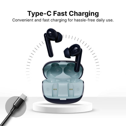Ai+ NovaPods Air 4 Mic ENC, 50ms Ultra Low Latency, 22Hours Playtime, IPX4 Bluetooth Headset (Aaqua Blue, True Wireless)