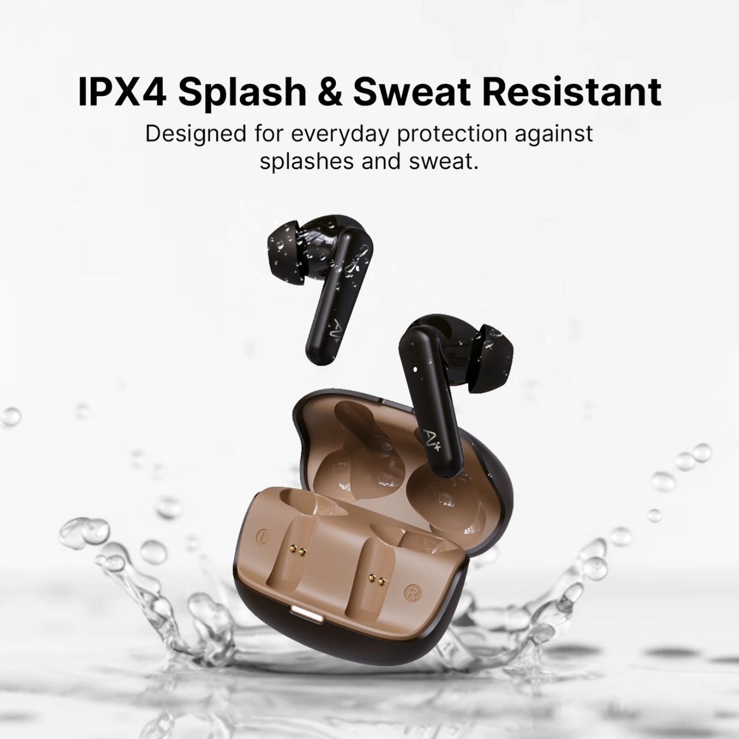 Ai+ NovaPods Air 4 Mic ENC, 50ms Ultra Low Latency, 22Hours Playtime, IPX4 Bluetooth Headset (Expresso Brown, True Wireless)