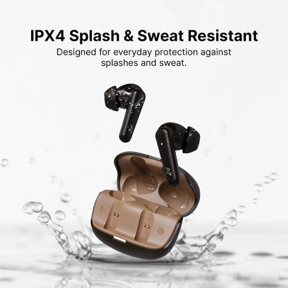 Ai+ NovaPods Air 4 Mic ENC, 50ms Ultra Low Latency, 22Hours Playtime, IPX4 Bluetooth Headset (Expresso Brown, True Wireless)