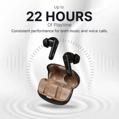 Ai+ NovaPods Air 4 Mic ENC, 50ms Ultra Low Latency, 22Hours Playtime, IPX4 Bluetooth Headset (Expresso Brown, True Wireless)