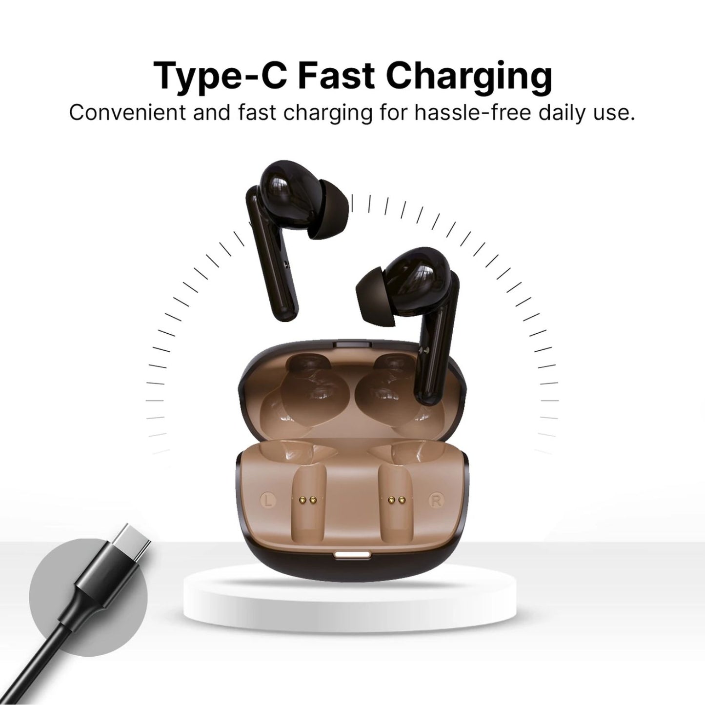 Ai+ NovaPods Air 4 Mic ENC, 50ms Ultra Low Latency, 22Hours Playtime, IPX4 Bluetooth Headset (Expresso Brown, True Wireless)
